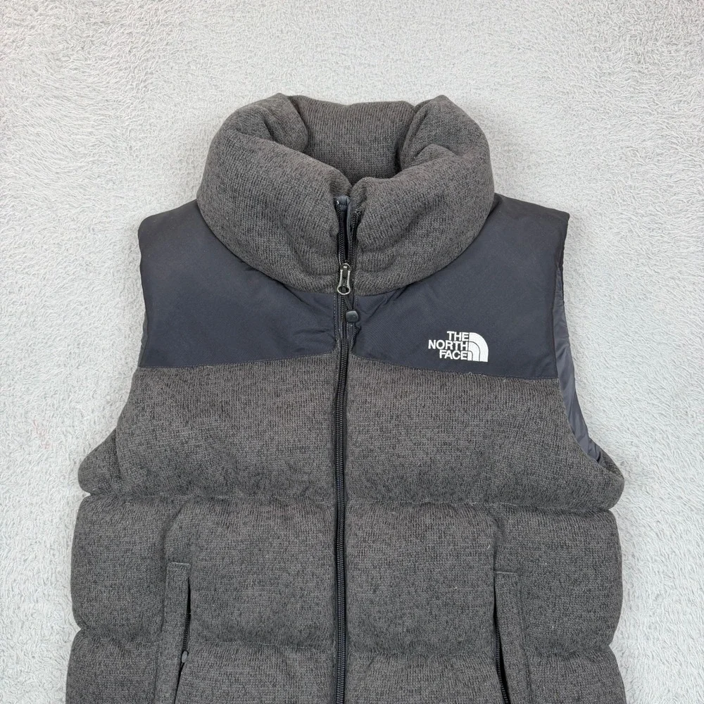 The North Face 700 Down Puffer Vest Mens Small Charcoal Grey Knit Puffer Vest